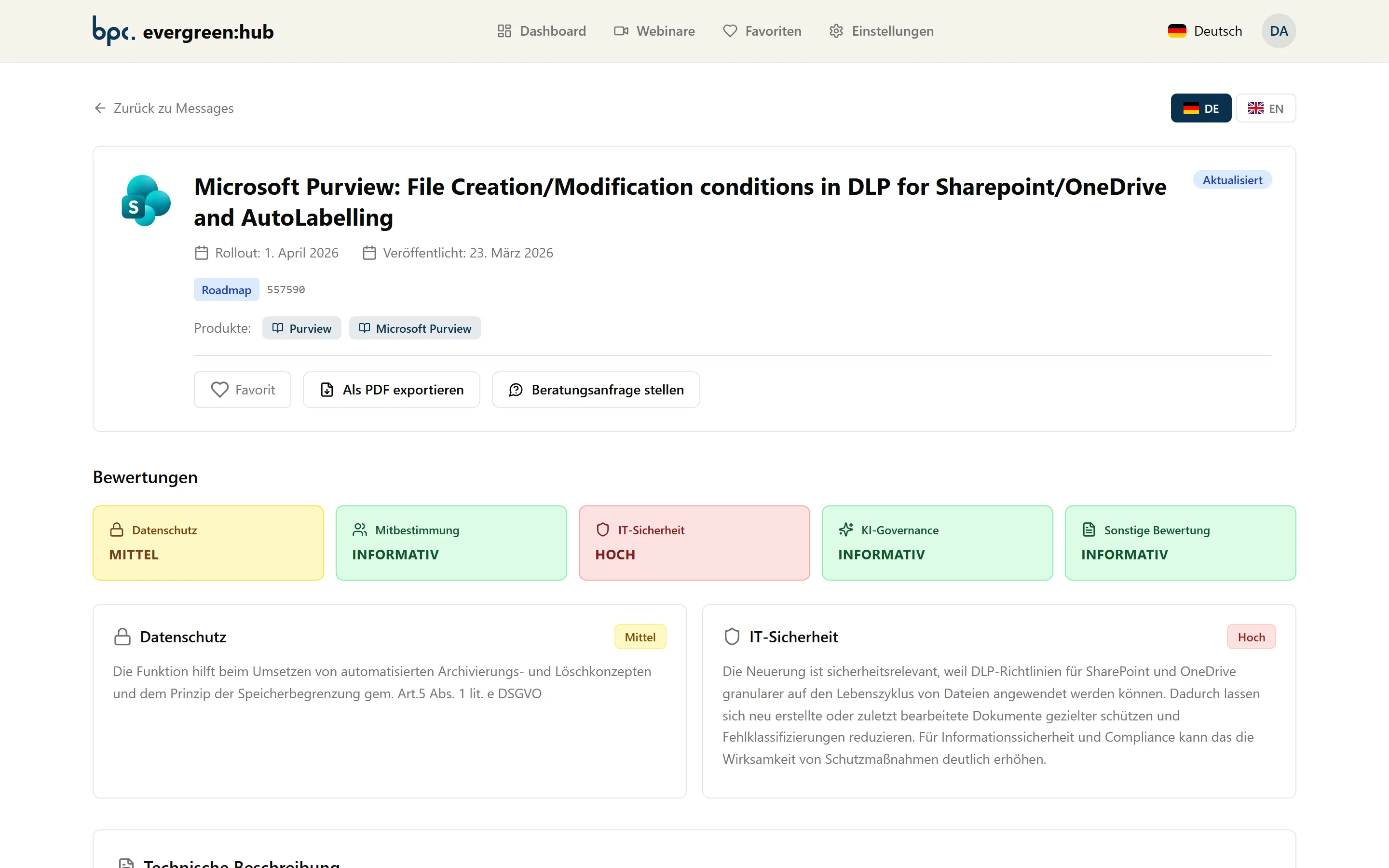 Ms Evergreen evergreen:hub β Microsoft 365 Compliance-Monitoring